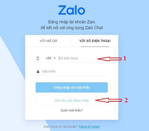 đăng nhập zalo on web bằng cách gửi yêu cầu đăng nhập