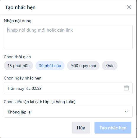 tạo nhắc hẹn trở nên dễ dàng hơn tại zalo chat web