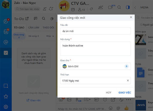3 tính năng trên zalo: Quản lý công việc bằng Zalo To-Do dễ dàng và chặt chẽ