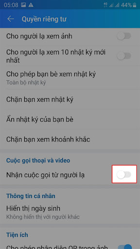 Cách bỏ chặn tin nhắn và cuộc gọi từ người lạ trên Zalo 4