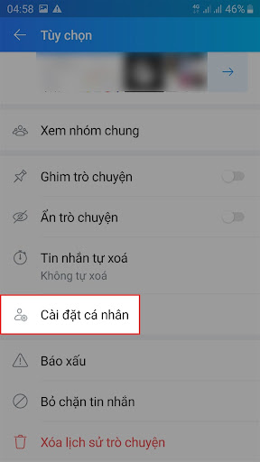 Cách chặn tin nhắn hay cuộc gọi từ bạn bè trên Zalo 4