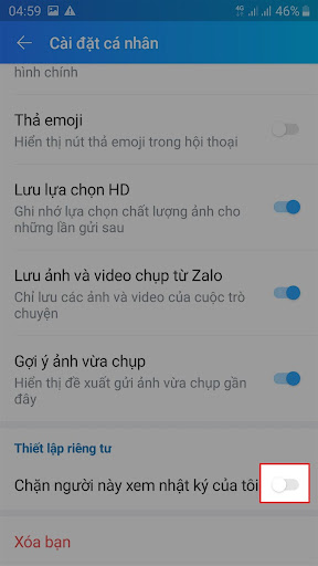 Cách chặn tin nhắn hay cuộc gọi từ bạn bè trên Zalo 5