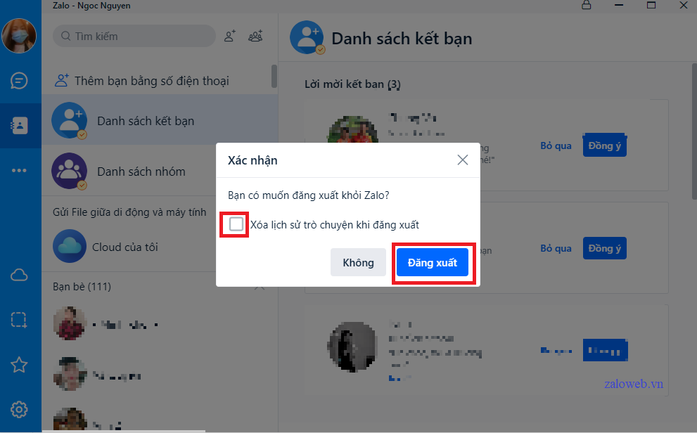 Cách đăng xuất zalo hoàn toàn trên máy tính 3
