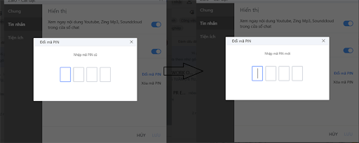 Cách đổi mã pin zalo trên máy tính