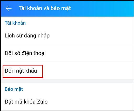 Cách đổi mật khẩu Zalo trên điện thoại 3
