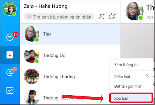 Cách hủy kết bạn Zalo trên máy tính 3