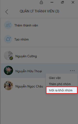 Cách mời thành viên ra khỏi nhóm chat Zalo trên máy tính 5