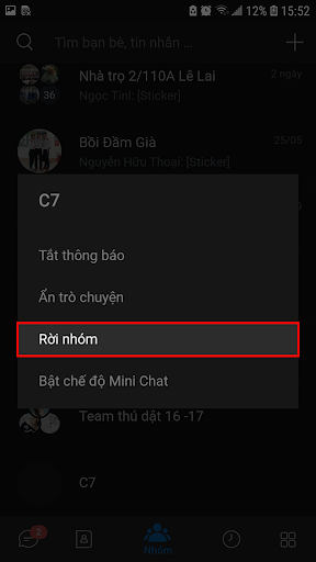 Cách rời nhóm chat Zalo trên điện thoại 2