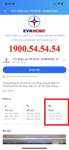 Cách thanh toán và tra cứu hóa đơn điện trên Zalo 2