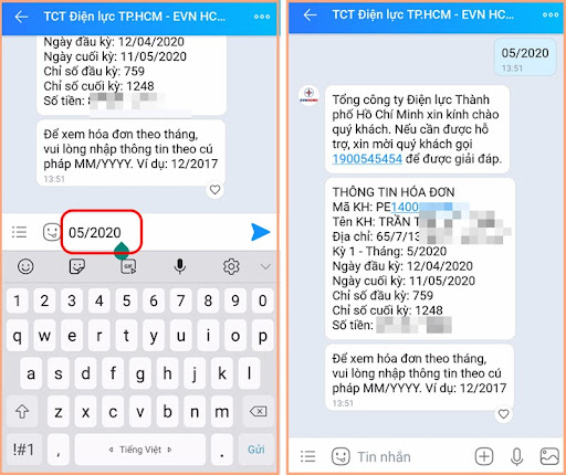 Cách tra cứu hóa đơn tiền điện trên zalo 2