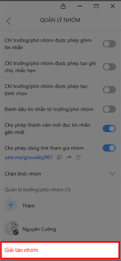 Cách xóa nhóm chat trên Zalo PC 5