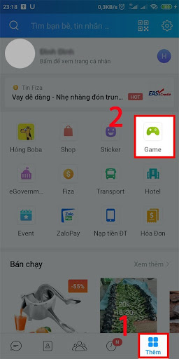 cách chơi game online trên Zalo mà không cần tải về điện thoại