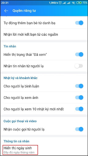 Cách tắt thông báo sinh nhật của chính mình trên Zalo 3