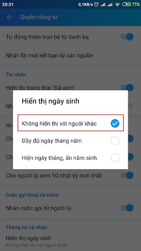 Cách tắt thông báo sinh nhật của chính mình trên Zalo 4