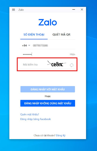 Đăng nhập Zalo bằng số điện thoại và mật khẩu 2