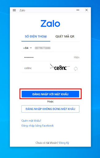 Đăng nhập Zalo bằng số điện thoại và mật khẩu 3