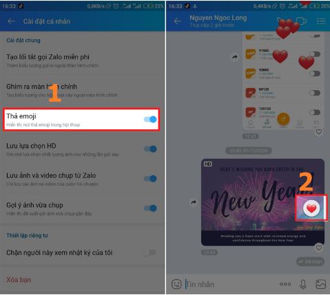 Cách bày tỏ cảm xúc tin nhắn trên Zalo 2