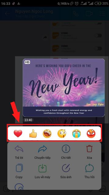 Cách bày tỏ cảm xúc tin nhắn trên Zalo 3