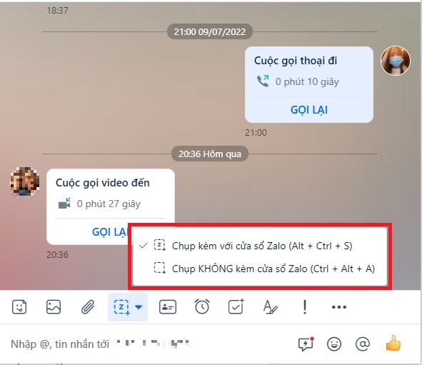 Cách chụp màn hình Zalo trên máy tính 2