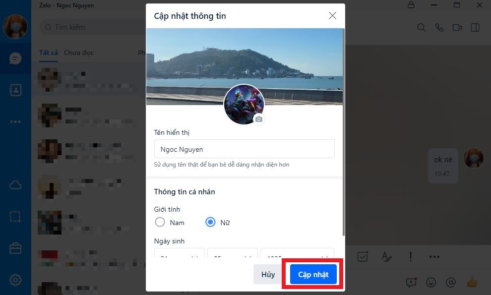 Cách đổi hình đại diện Zalo trên máy tính nhanh chóng 6