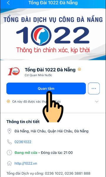 Cách khai báo y tế F1-F2 ở Đà Nẵng trên Zalo qua tổng đài 1022 2