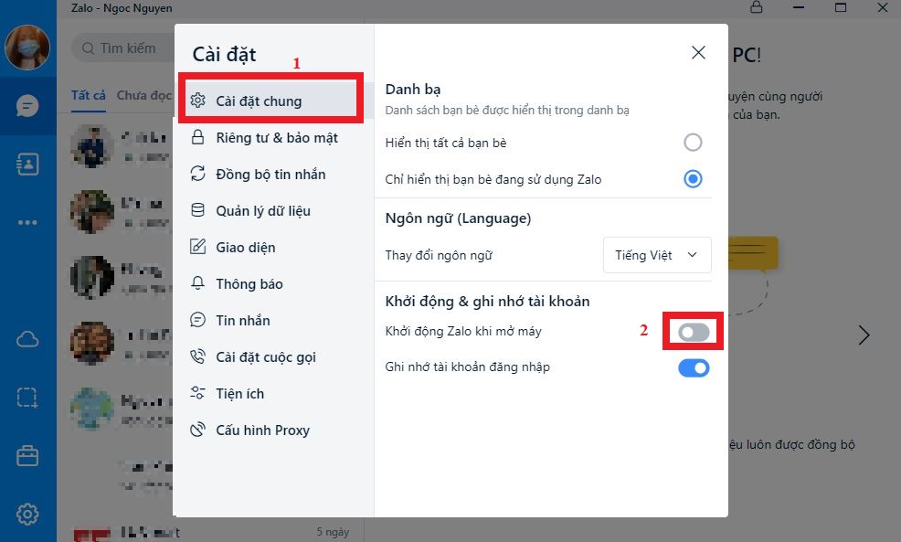 Cách tắt Zalo khởi động cùng Windows khi mở máy tính 2