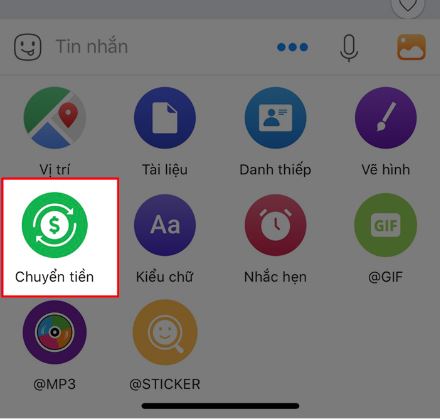 Cách chuyển tiền cho bạn bè ngay khi chat Zalo 2