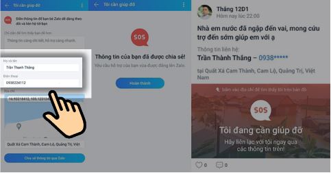 Cách gửi yêu cầu cứu trợ bão lũ trên Zalo với tính năng SOS 2