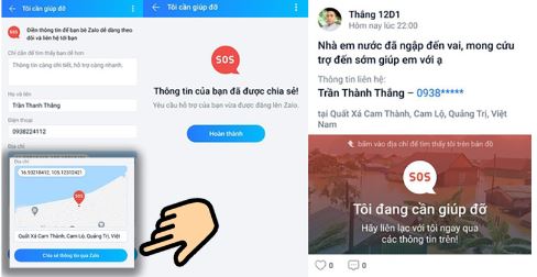 Cách gửi yêu cầu cứu trợ bão lũ trên Zalo với tính năng SOS 3