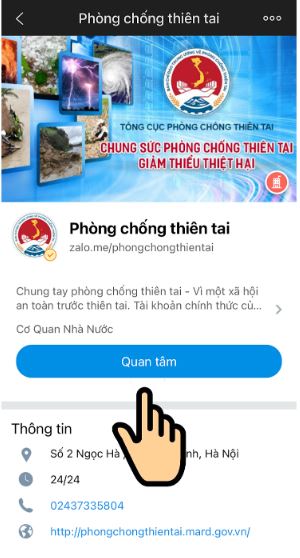 Cách nhận cảnh báo mưa lũ và sạt lở đất ở miền Trung trên Zalo 1