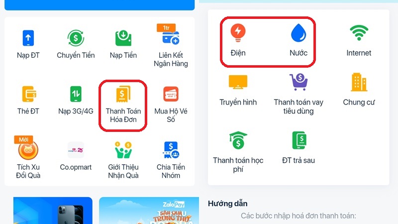 Hướng dẫn các cách thanh toán tiền điện nước trên Zalo Pay