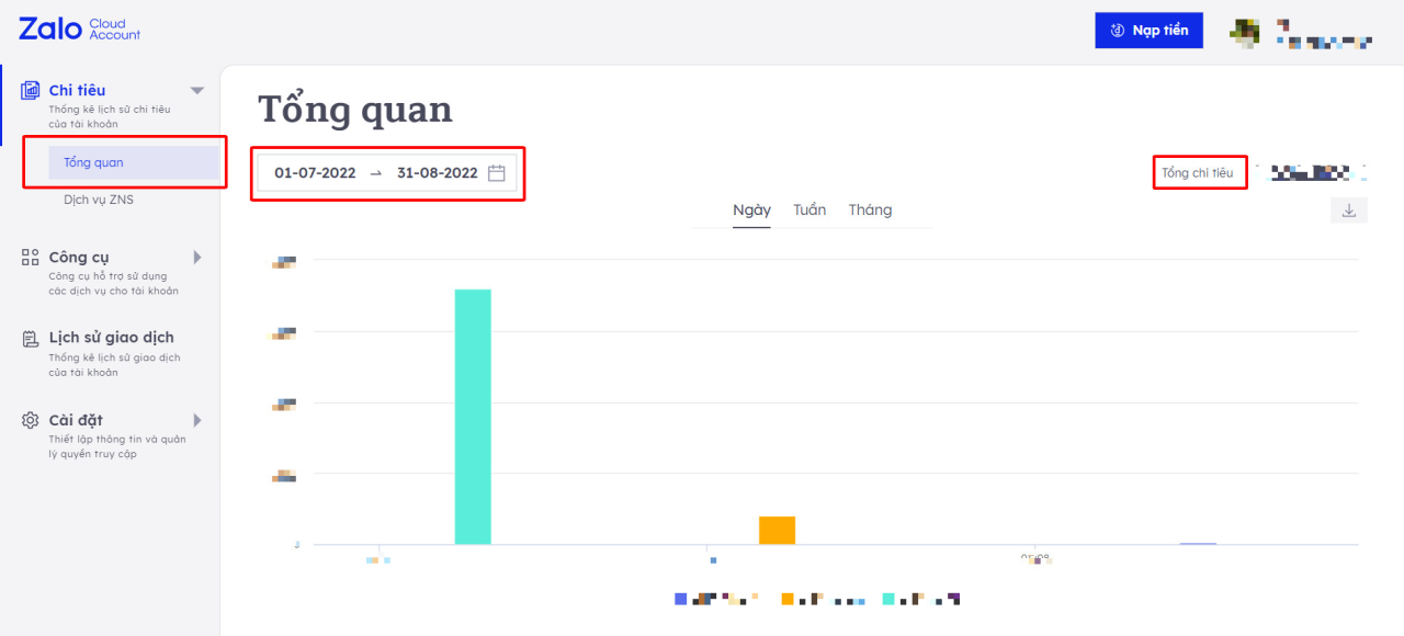 2 cách xem lại báo cáo chi tiêu dịch vụ ZNS