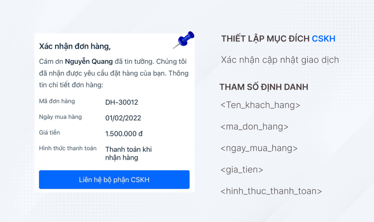 Tạo mục đích gửi cho mẫu ZNS