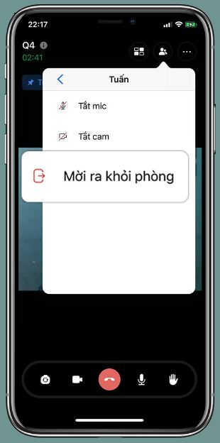 Mời bất kỳ thành viên nào ra khỏi cuộc họp trên zavi