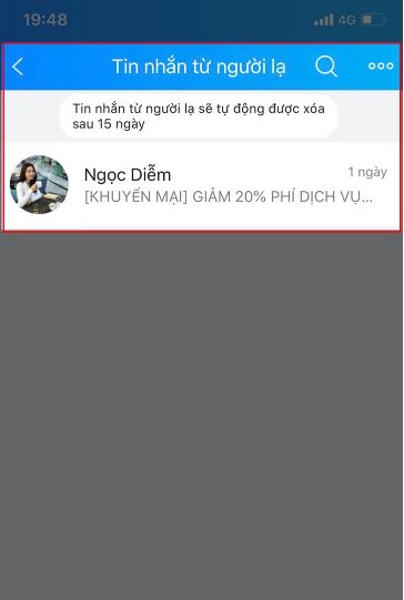 cách cho tin nhắn vào spam trên zalo 1