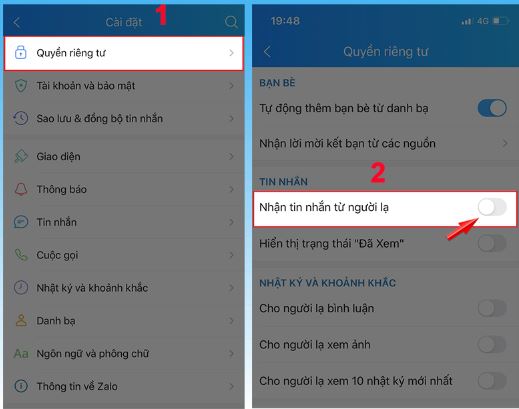 cách cho tin nhắn vào spam trên zalo 4