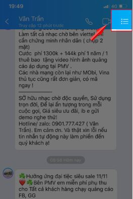 cách cho tin nhắn vào spam zalo 5