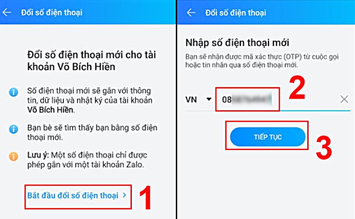 cách đổi số điện thoại trên zalo pay 7