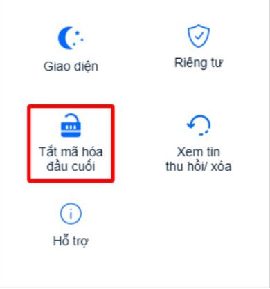 cách tắt mã hóa đầu cuối zalo 8