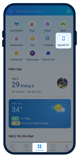 cách nạp thẻ điện thoại trên zalo pay nhanh chóng 