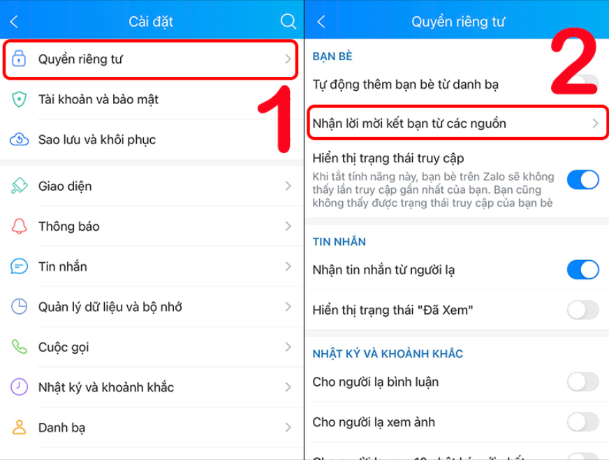 Cách chặn kết bạn Zalo thông qua tên tài khoản (Username) 2