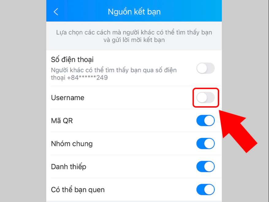 Cách chặn kết bạn Zalo thông qua tên tài khoản (Username) 3