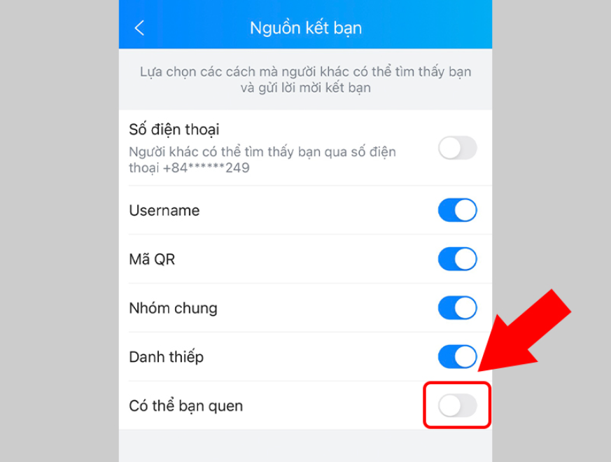Cách chặn kết bạn Zalo qua tính năng Có thể bạn quen