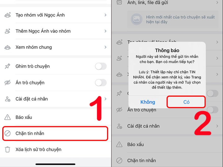 Chặn tin nhắn từ bạn bè ở trên Zalo 2