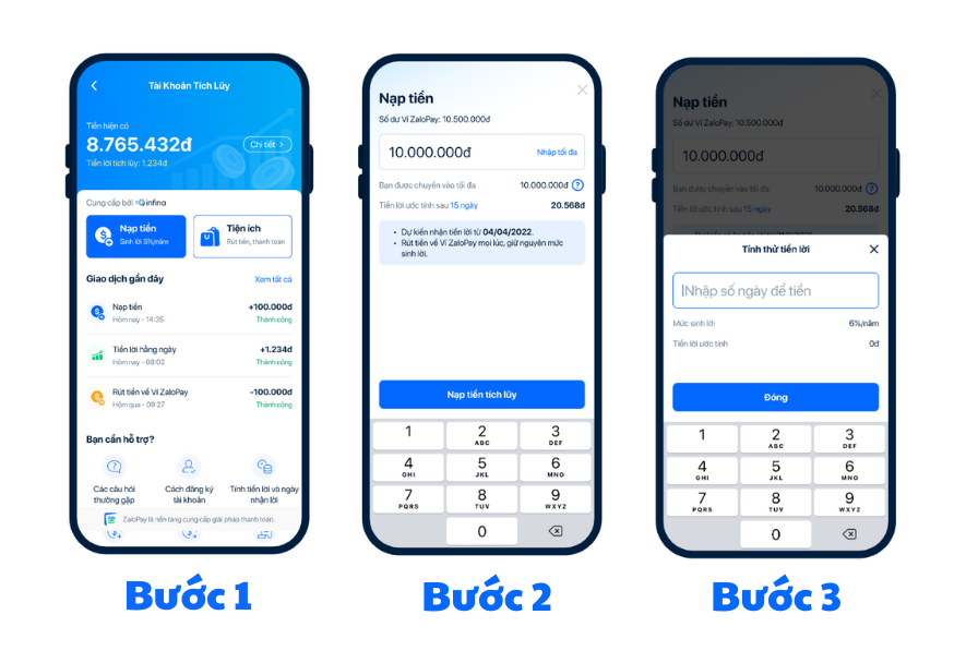 Cách nạp tiền vào tài khoản tích lũy của ZaloPay như thế nào