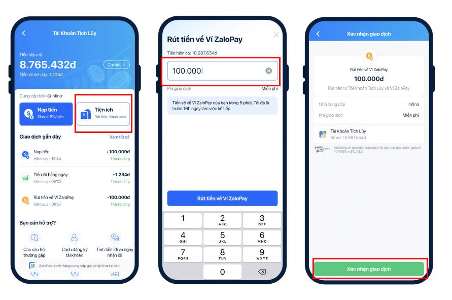 Hướng dẫn rút tiền từ tài khoản tích lũy ZaloPay 