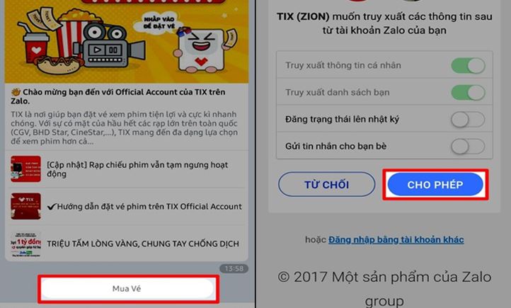 Mua vé xem phim với Zalo 2