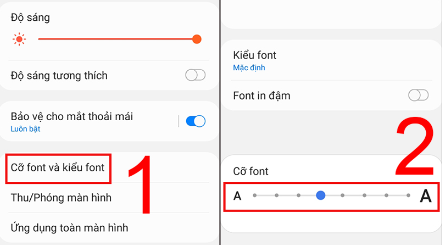 Cách chỉnh kích cỡ chữ trên điện thoại Samsung 2