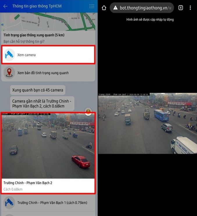 Tính năng camera quan sát giao thông tránh kẹt xe trên zalo 2