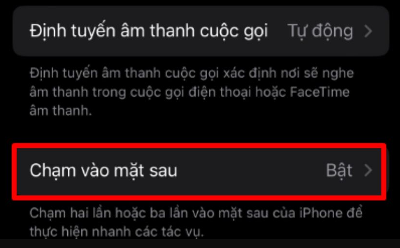 Chụp màn hình điện thoại iPhone thông qua thao tác chạm vào mặt lưng 